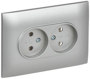 IEK SKANDY роз. СУ 2 мест. 10А серебряный SK-R10S SK-R20-10-K06-F