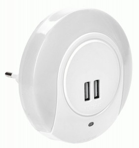 IEK Ночник св/д 001 круг USB датчик осв. 220В 90х90х80 LDNN5-001-SQ-P-00-S-K01
