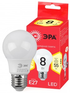 ЭРА ECO ЛОН A55 E27 8W(640lm) 2700K 2K 60x112 A55-8W-827-E27