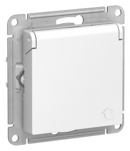 Schneider AtlasAquaDesign мех. роз. СУ 1 мест. бел. Antibacterial земля шторки крышка IP44 ATN440146