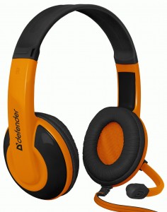 Игровая гарнитура Warhead G-120 черный + оранжевый, кабель 2 м, Defender, 64099