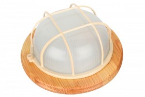 Camelion 1301D дерево/Клен св-к влагозащит. баня 120° IP54 60W E27 круг решетка НБП 03-60-0012 УХЛ4