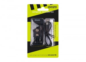 З/у ФАЗА B-50USB 1/2 шт R6/R03, 1 шт 9V"Крона" (200mA), кабель USB