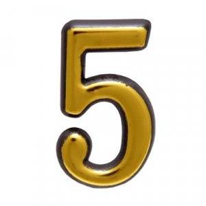 Цифра дверная АЛЛЮР пластик "5" золото (20) п/э уп.
