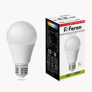 Feron лампа св/д ЛОН низковольтная А60 E27 12-48V 10W(800lm) 4000K 4K 110x60 LB-192 38265