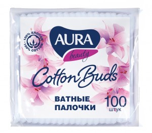 Ватные палочки 100шт/уп, пакет AURA 20773 КК арт.6439(КРД, СПб 10!)