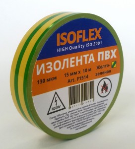 ISOFLEX изолента 15/10 желто-зеленая, 130мкм, F1514
