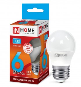 ASD/inHome VC шар P45 E27 6W(540lm) 4000К 4K 83x45 (без пульсации) 0532