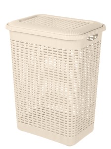 Корзина д/белья с крышкой 30л (37*26*46,5см), бежевый 431293307 Econova /Бытпласт