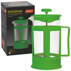 Чайник/кофейник (френч-пресс) Variato-600ML, 600мл, стекло/пластик, цвета микс 950077 Mallony