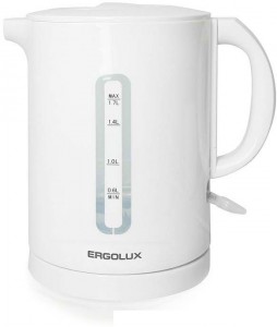 Чайник электр. ERGOLUX ELX-KH01-C01 пластик, спираль 1.7л, курковый выкл., 220V 2300W белый  81521