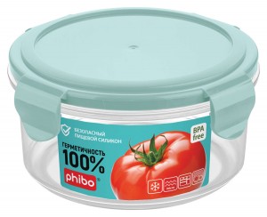 Контейнер герметичн. д/хран.продукт/СВЧ SMART LOC 0,55л круглый, св-голуб 4311607 Phibo/Бытпласт