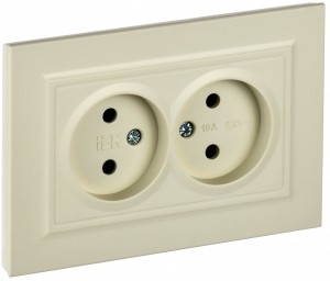 IEK BRITE роз. СУ 2 мест. 10А бежевый РС12-2-БрКр BR-R20-10-K10-F
