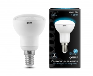 Gauss R50 E14 6W(530 lm) 4100K 4K матовая, алюм./пластик 106001206