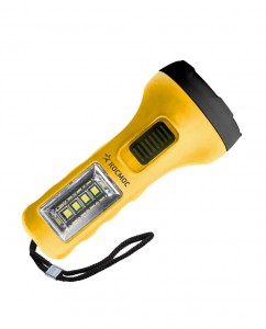 Космос фонарь ручной KOS119B 1xR6(АА) 1св/д 0,5W+1W,25lm/40lm,25м,ABS,жёлтый,ремешок,IP42