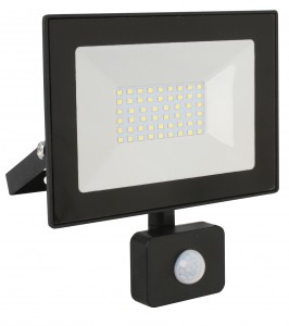 Ultraflash прожектор св/д с датч/движ. LFL-5002S C02 50W(3500lm) 6500K 6K черный 170x135x27