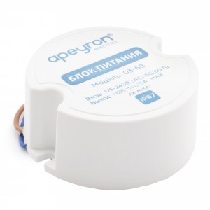 APEYRON Блок питания для св/д лент 12V 15W IP67 (герметичный) 1.25А пластик 49x49 03-68