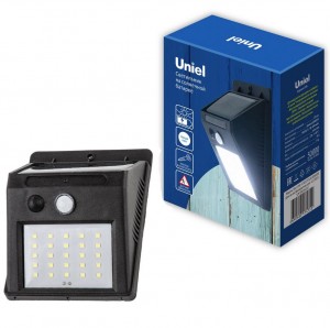 Uniel св-к на солн.батарее 25LED 125x95 с датчиком движ., пластик черный IP44 USL-F-162/PT120 SENSOR