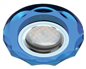 Ecola DL1653 MR16 GU5.3 св-к  Стекло с вогнутыми гранями Голубой/Хром 25x90 FL1653EFF