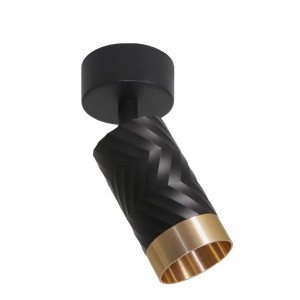 WOLTA св-к накл. поворотн. cпот LINEA IP20 под лампу GU10 черный/золото D60x170 WSL-GU10/S09BG
