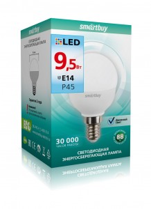 Smartbuy шар P45 E14 9,5W 4000K 4K матовая пластик  SBL-P45-9_5-40K-E14