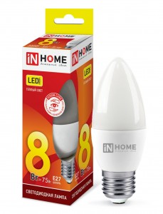 ASD/inHome VC свеча C37 E27 8W(720lm) 3000К 3K 107x37 (без пульсации) 0440
