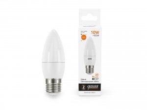 Gauss Elementary Свеча E27 10W(750lm) 3000K 2K 98x37 матов., пластик 30210