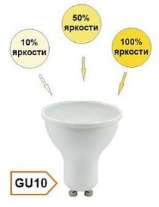 Ecola GU10 св/д 3 ступени димм. 10W 2800K 2K (шаг 100%/50%/10%) 48x50 матов. Premium G1FW10ELC