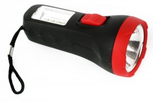 Ultraflash фонарь ручной LED16014 (1xR6 не в/к) 1+4св/д (75lm), черный+красн/пластик, 2 реж. до 50м