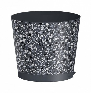 Горшок для цветов Stone Flower D=100мм (0,5л) прикорн.полив с декором, серый 221606735/01 IDI LAND