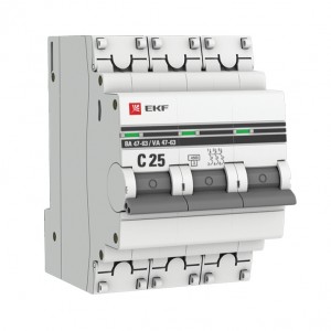 EKF PROxima автоматический выкл. ВА47-63 3P 25А 4,5kA х-ка С mcb4763-3-25C-pro (с опломбировкой)