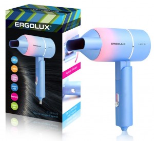 Фен со складной ручкой ERGOLUX ELX-HD10-C13 1400W  2скор/2реж, концентратор, голуб/розов 7638
