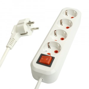 STEKKER Удлинитель 3x1, 3 роз., с/з с выкл., белый 3м, Home HM07-41-03  (У16А-003) 49359 88