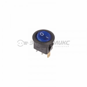 REXANT выкл. клавишный круглый 250V 6А(3с)ON-OFF син.инд.(RWB-214,SC-214,MIRS-101-8)(10!)36-2571