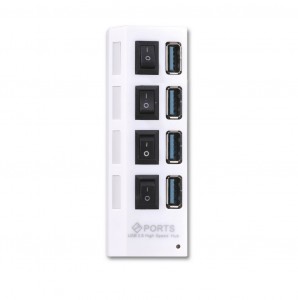 USB 3.0 хаб с выключателями, 4 порта, СуперЭконом, белый, SBHA-7304-W