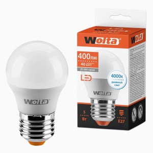 Wolta лампа св/д шар G45 E27 5W (400lm) 4000К 4K 81x45 25S45GL5E27
