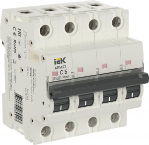 IEK ARMAT автоматический выкл. M06N 4P х-ка C 5А AR-M06N-4-C005