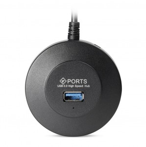 USB 3.0 хаб, 4 порта, СуперЭконом круглый, черный, SBHA-7314-B/100
