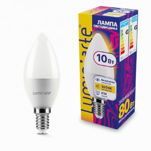 Lumin'arte лампа св/д ЛОН C37 10W E14 (800lm) 3000К 2К 98x37 LSTD-C37-10W3KE14