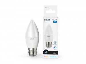 Gauss Elementary Свеча E27 10W(750lm) 6500K 6K 98x37 матов., пластик 30230