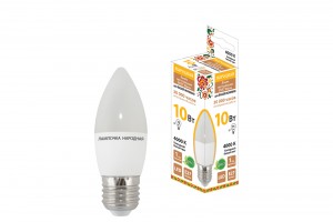 TDM Лампа св/д 10W 4000K 4K E27 FС37-10 Вт-230 В -4000 К–E27 Народная(10!) SQ0340-1595