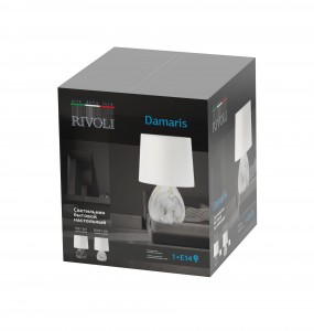 Rivoli св-к настольный Damaris 7037-501 1хE27 40W  черный, белый, белый керамика 160х160х255 53456