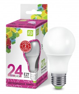 ASD standard ЛОН A65 E27 24W(2160lm) 6500K 6K 135x65 пластик/алюм  4289