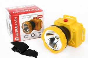 Ultraflash фонарь налобный LED53761 (3xR6) 1св/д 1W(90lm) желтый/пластик, 1 реж. до 80 м