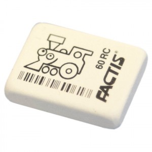 Ластик FACTIS 60 RC (Испания), 32х24х7 мм, белый, ассорти, прямоугольный, мягкий, синтетический кауч