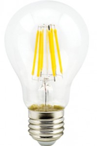 Ecola ЛОН A60 E27 10W 6500K 6K прозр. 105x60 филамент (нитевидная) 360° Premium N7LD10ELC