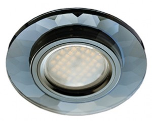 Ecola DL1654 MR16 GU5.3 св-к  Стекло граненый Черный/Черный хром 25x90 FB1654EFF