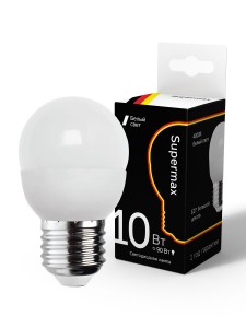 Supermax шар  E27 10W (800lm) 4000K 4K матов. 90x45 Sup_LED10wGL45E2740