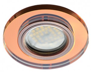 Ecola DL1650 MR16 GU5.3 св-к  Круг Стекло Янтарь/Черненая медь 25x95 FA1650EFF