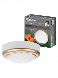 TDM св-к накладной LED ДПО "Антарес" 8Вт 6500К круг 140*58мм мат.золото IP54 SQ0354-0023
